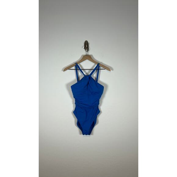 Bleu Rod Beattie MIRAMAR BLEU High-Neck Keyhole One-Piece Swimsuit Size 6 - Picture 2 of 8